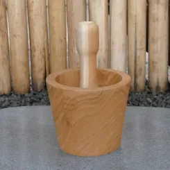 Mörser und Stößel aus Holz, aus Teakholz, 13x10 cm 